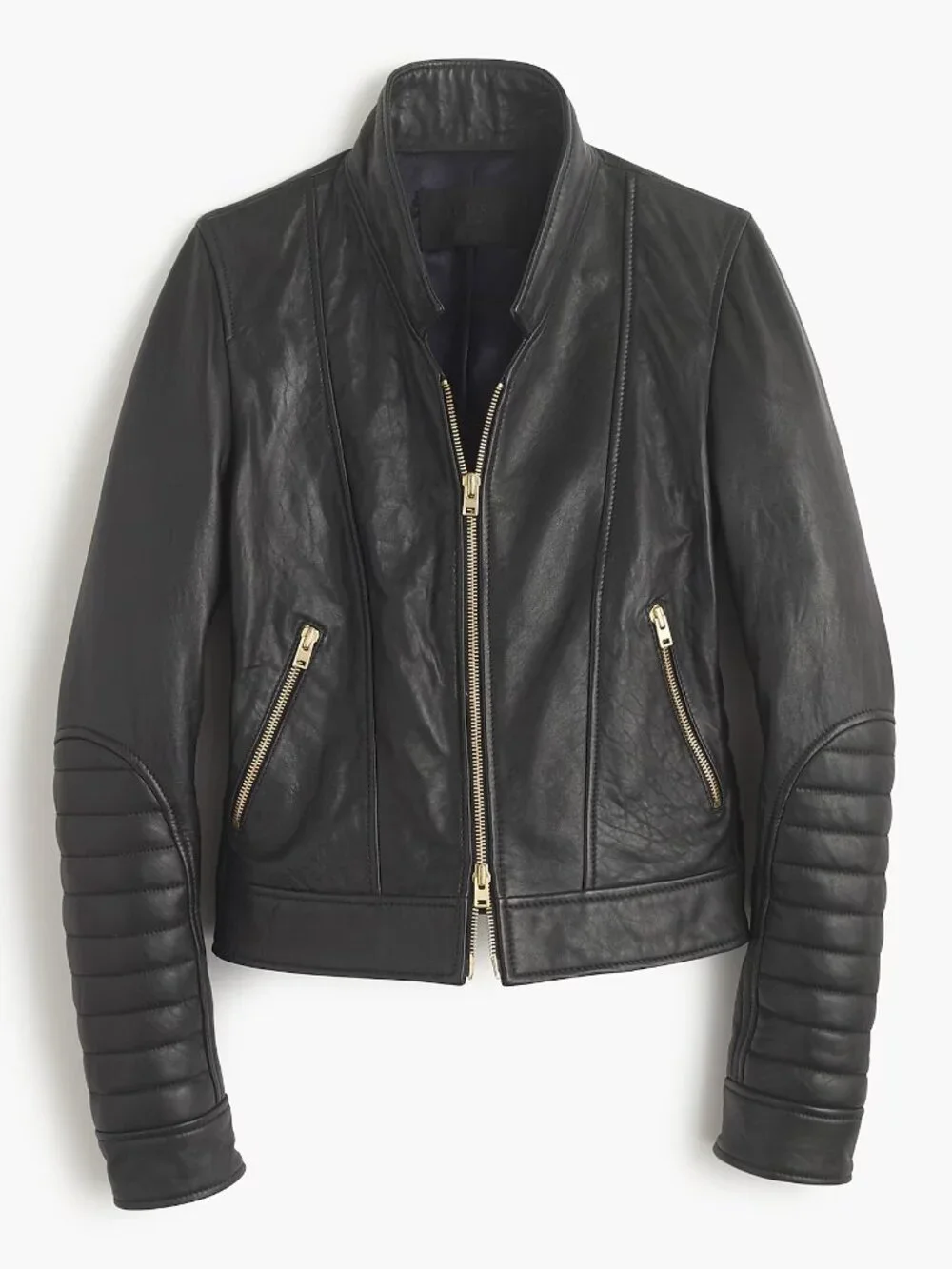 J.Crew Black Stand Collar Leather Jacket